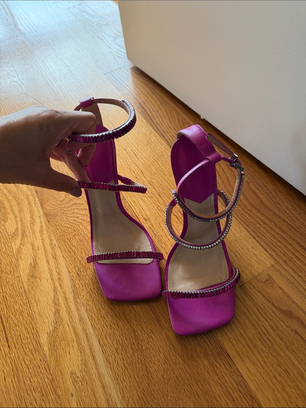 Schutz s Fuchsia Strappy Gemstone Heels